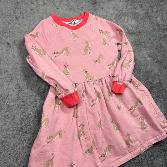 Mini Boden Vintage Pink Whippet Printed Sweatshirt Dress - Picture 3 of 7